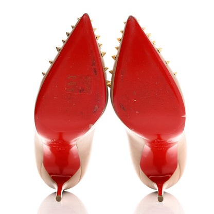 Christian Louboutin Nappa Spikyshell 100 Pumps 38.5 Nude Gold 5 of 14