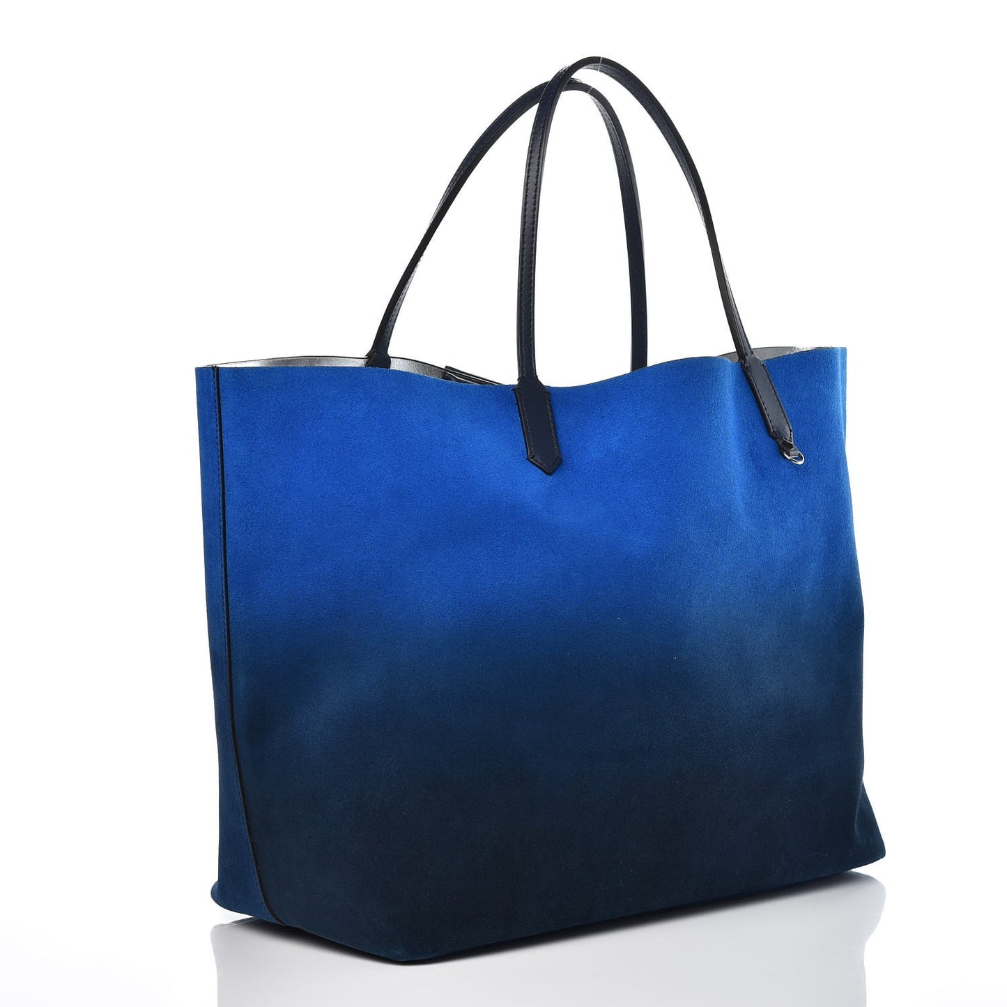 Metallic Calfskin Suede Ombre Large Reversible Antigona Tote Blue Silver