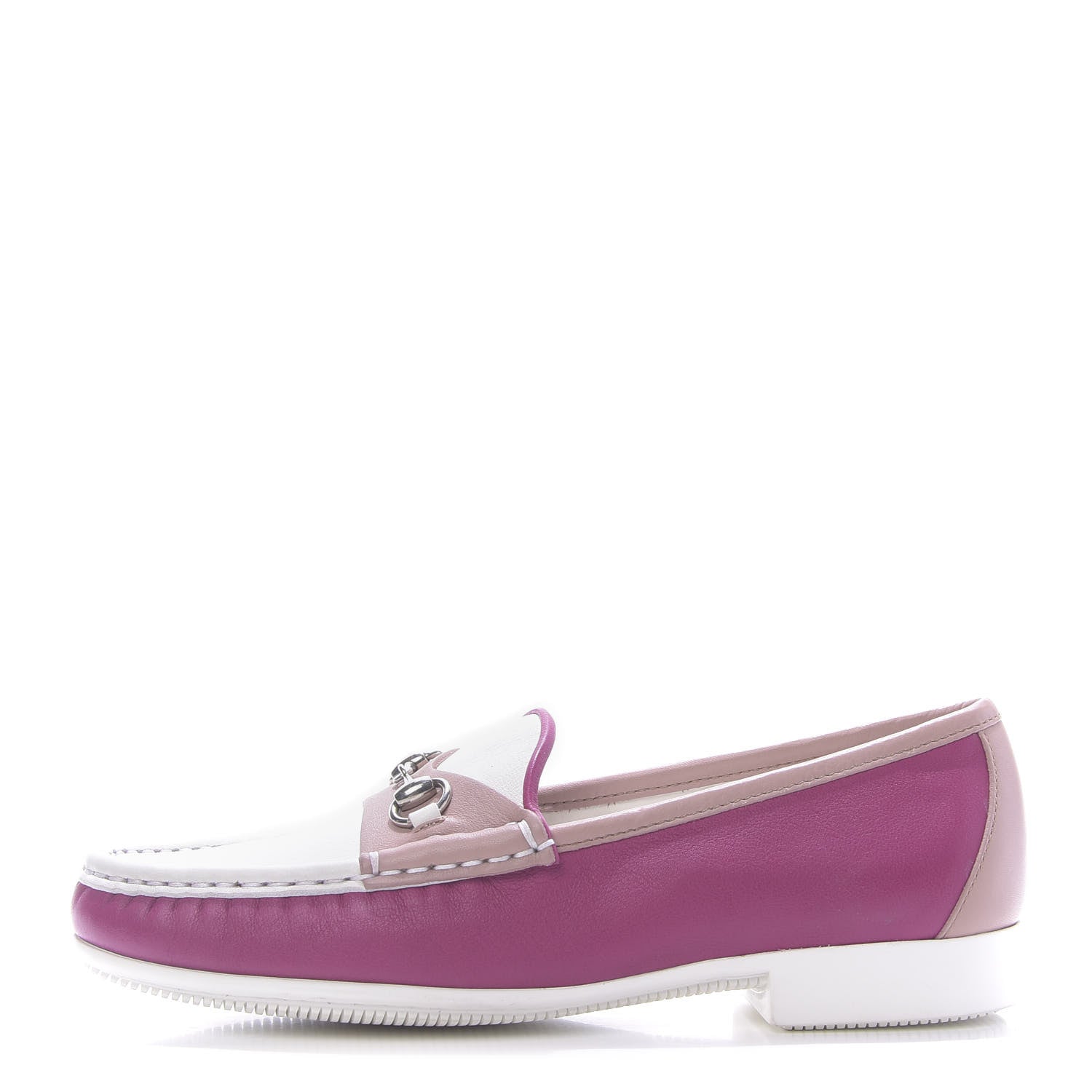 Gucci Calfskin Horsebit Multicolor Loafers 36.5 Magenta Pink White 1 of 10