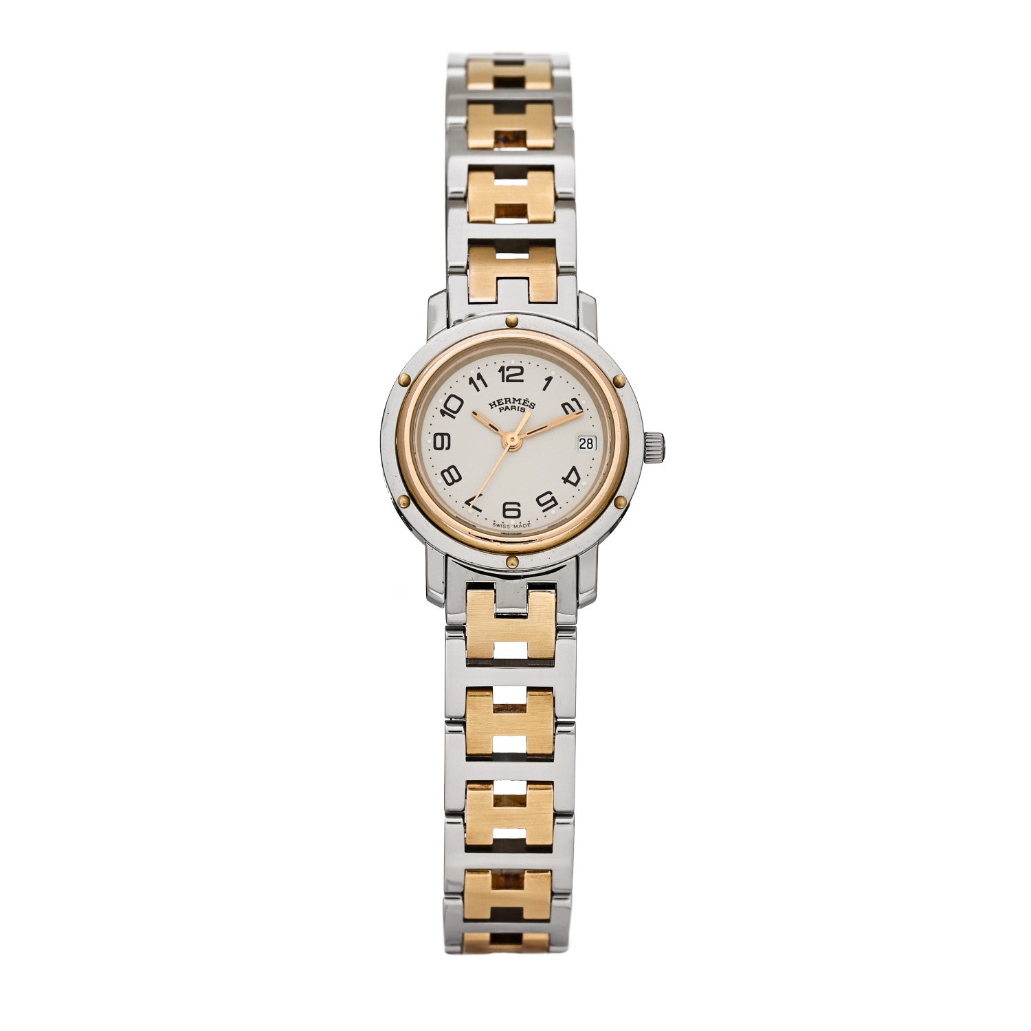 Hermes Stainless Steel 24mm Clipper Quartz Watch Gold 1 of 4
