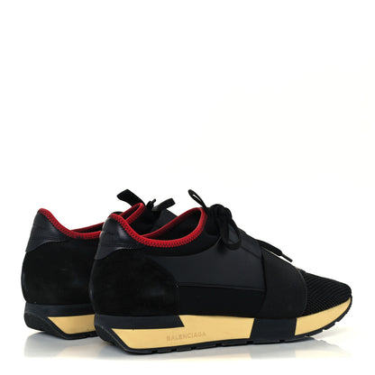 Balenciaga Calfskin Neoprene Mesh Suede Race Runner Sneakers 41 Black Yellow 4 of 10