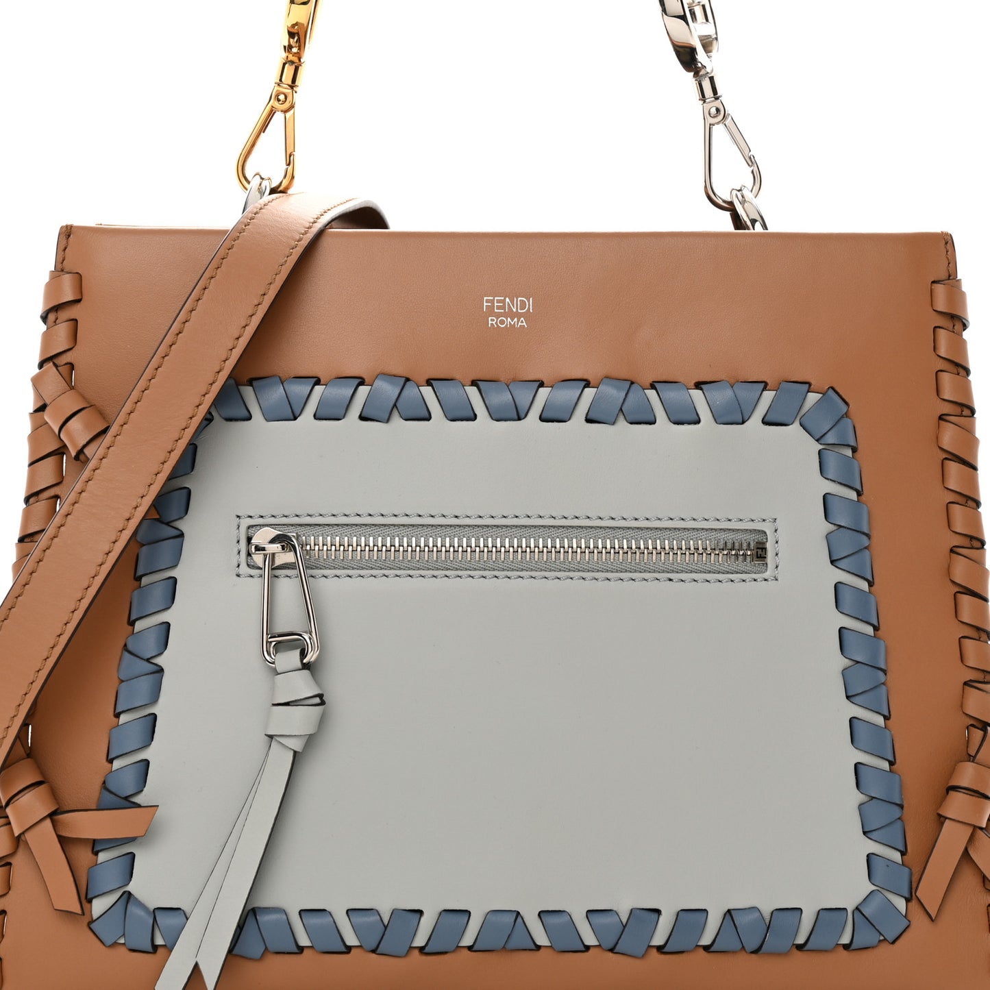 Vitello Century F is Fendi Whipstitch Bi-Color Small Runaway Satchel Orzo Multicolor