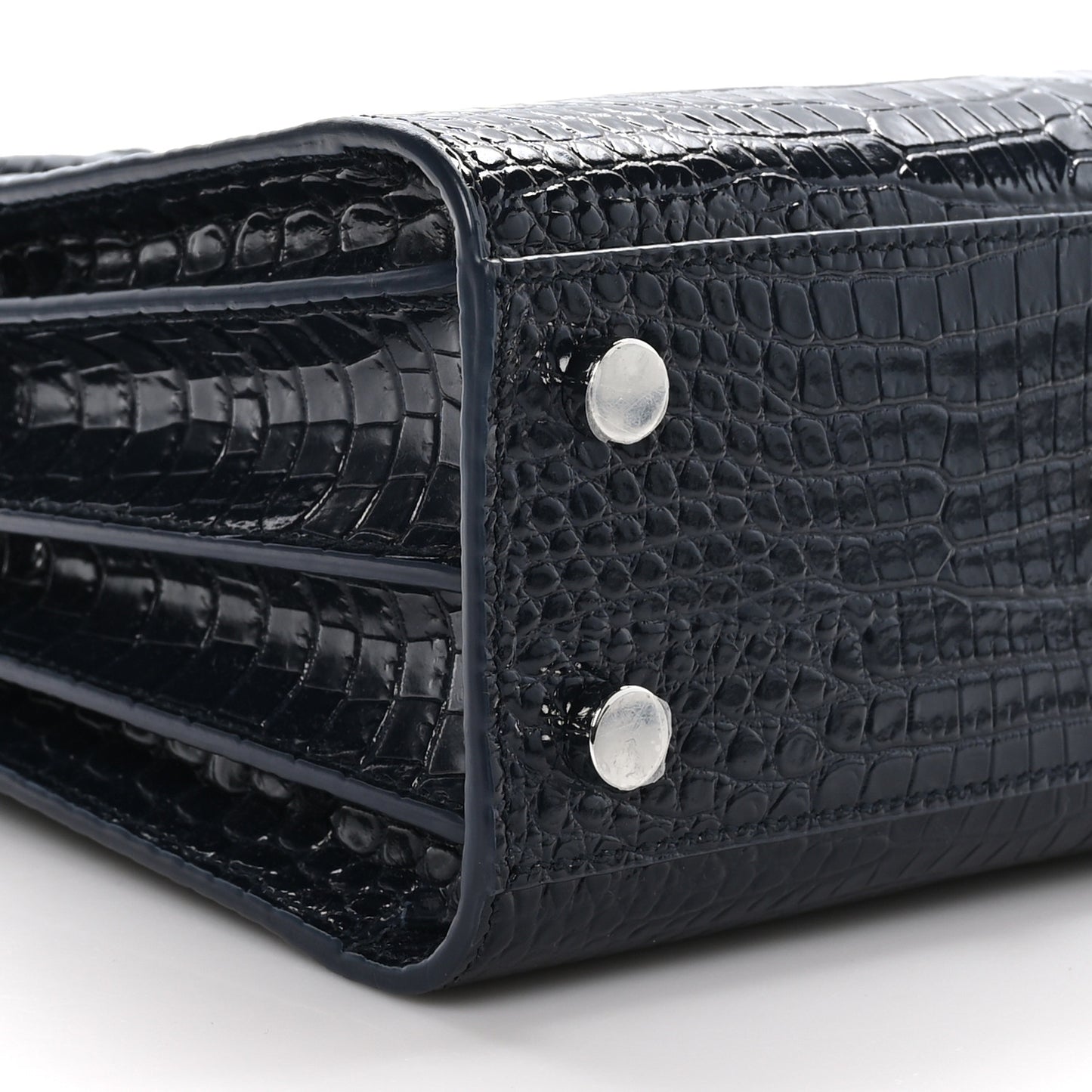 Calfskin Crocodile Embossed Nano Sac De Jour Deep Marine