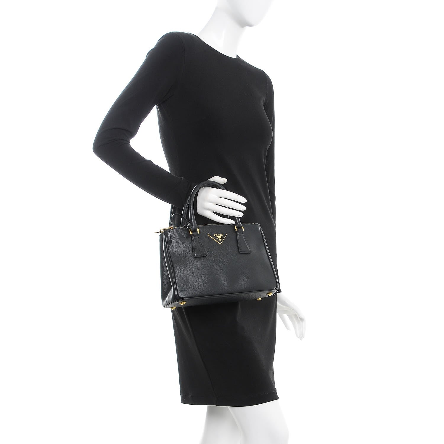 Prada Saffiano Mini Galleria Double Zip Tote Black 3 of 9