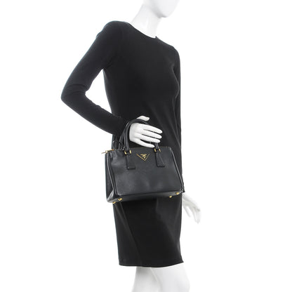 Prada Saffiano Mini Galleria Double Zip Tote Black 3 of 9