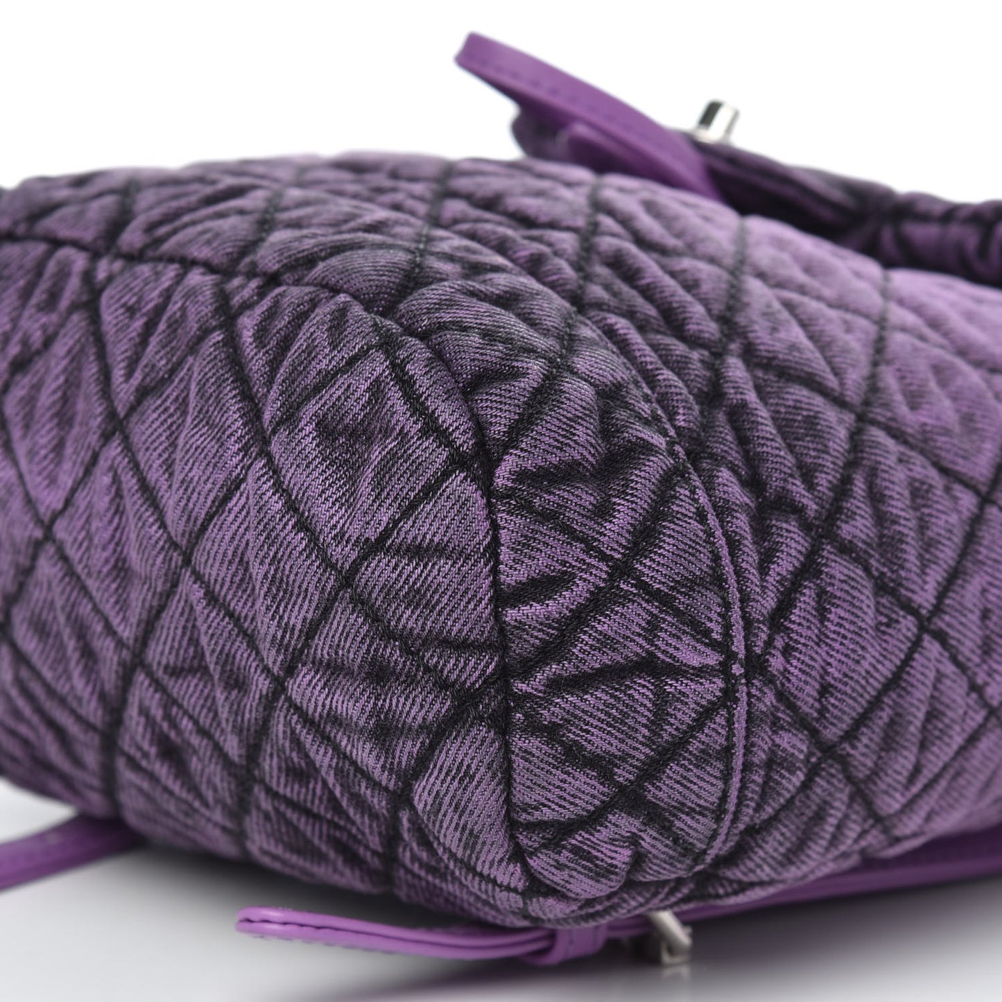 Washed Denim Quilted Denimpression Backpack Violet Purple Black
