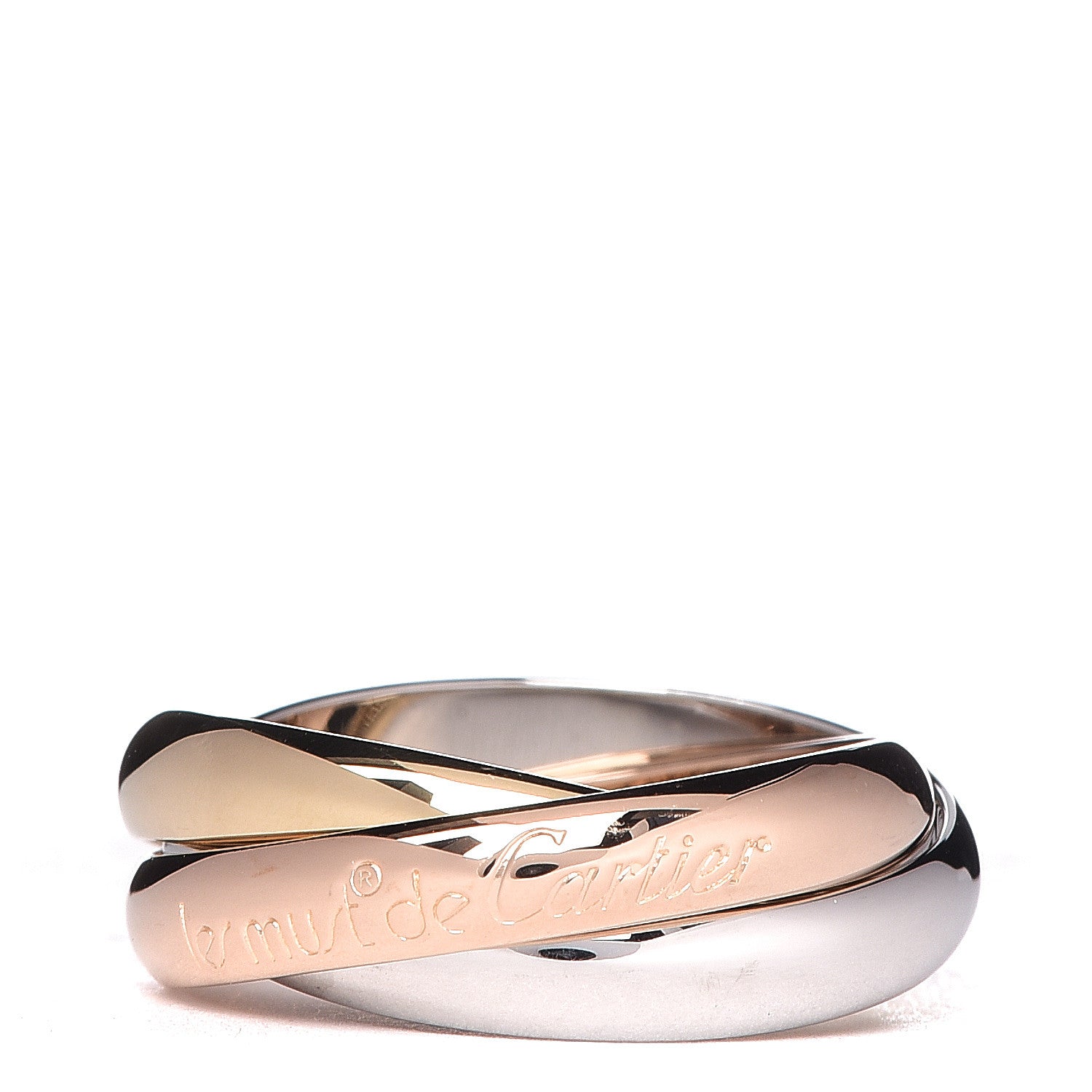 Cartier 18K Pink Yellow White Gold Classic Les Must De Trinity Ring 53 6.25 1 of 5
