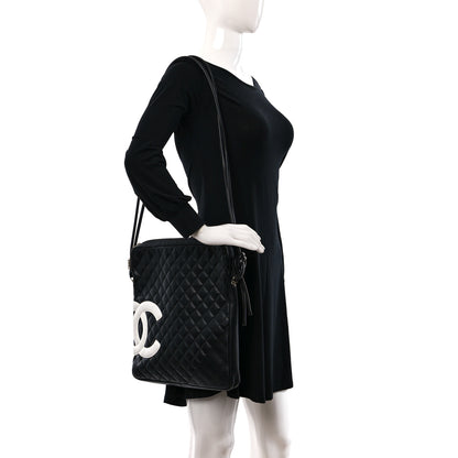 Chanel Calfskin Quilted Large Cambon Messenger Black White 2 of 13