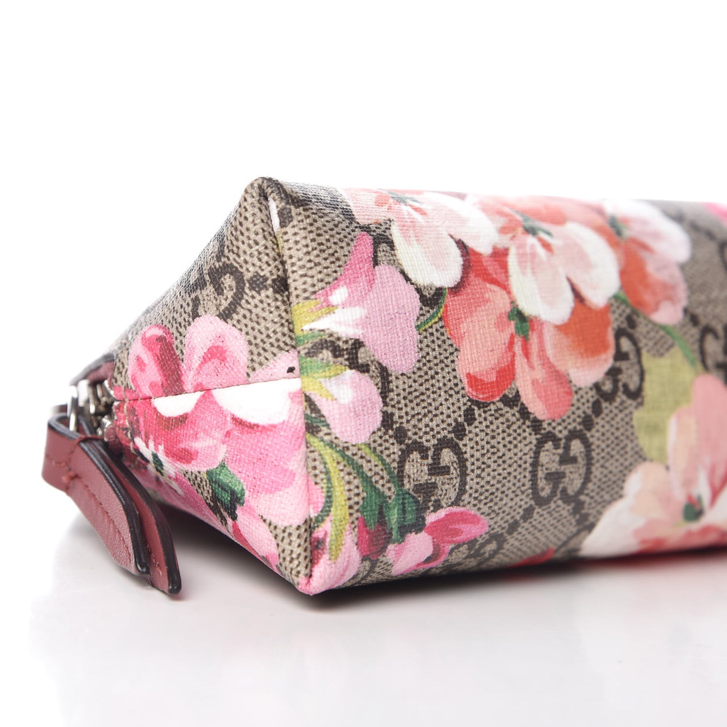 GG Supreme Monogram Blooms Small Pouch Cosmetic Case Beige Multicolor Dry Rose