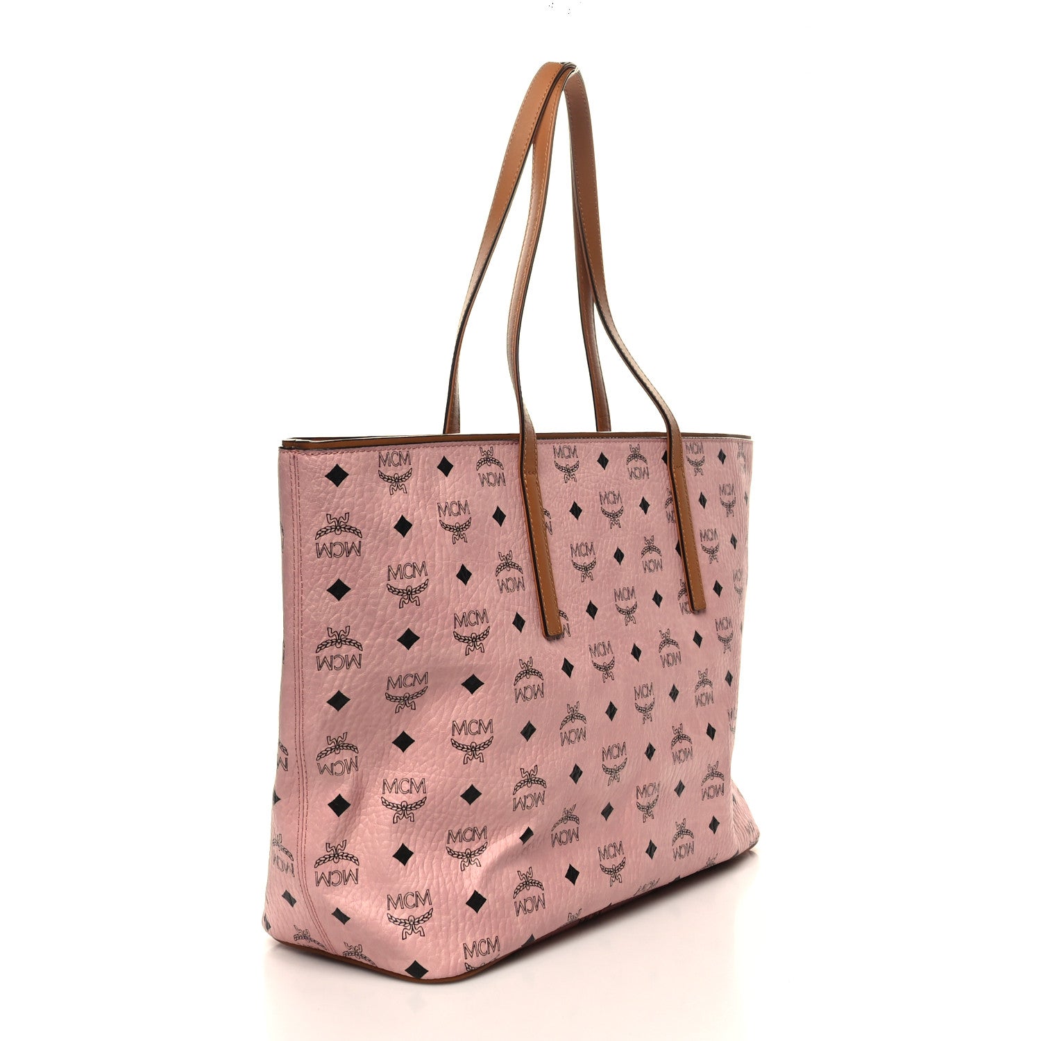 MCM Visetos Medium Anya Zip Top Shopper Tote Soft Pink 3 of 10