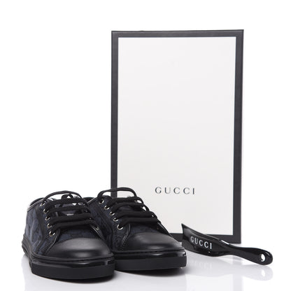 Gucci GG Monogram Calfskin Womens Low Top Sneakers 37 Piombo Black 9 of 10