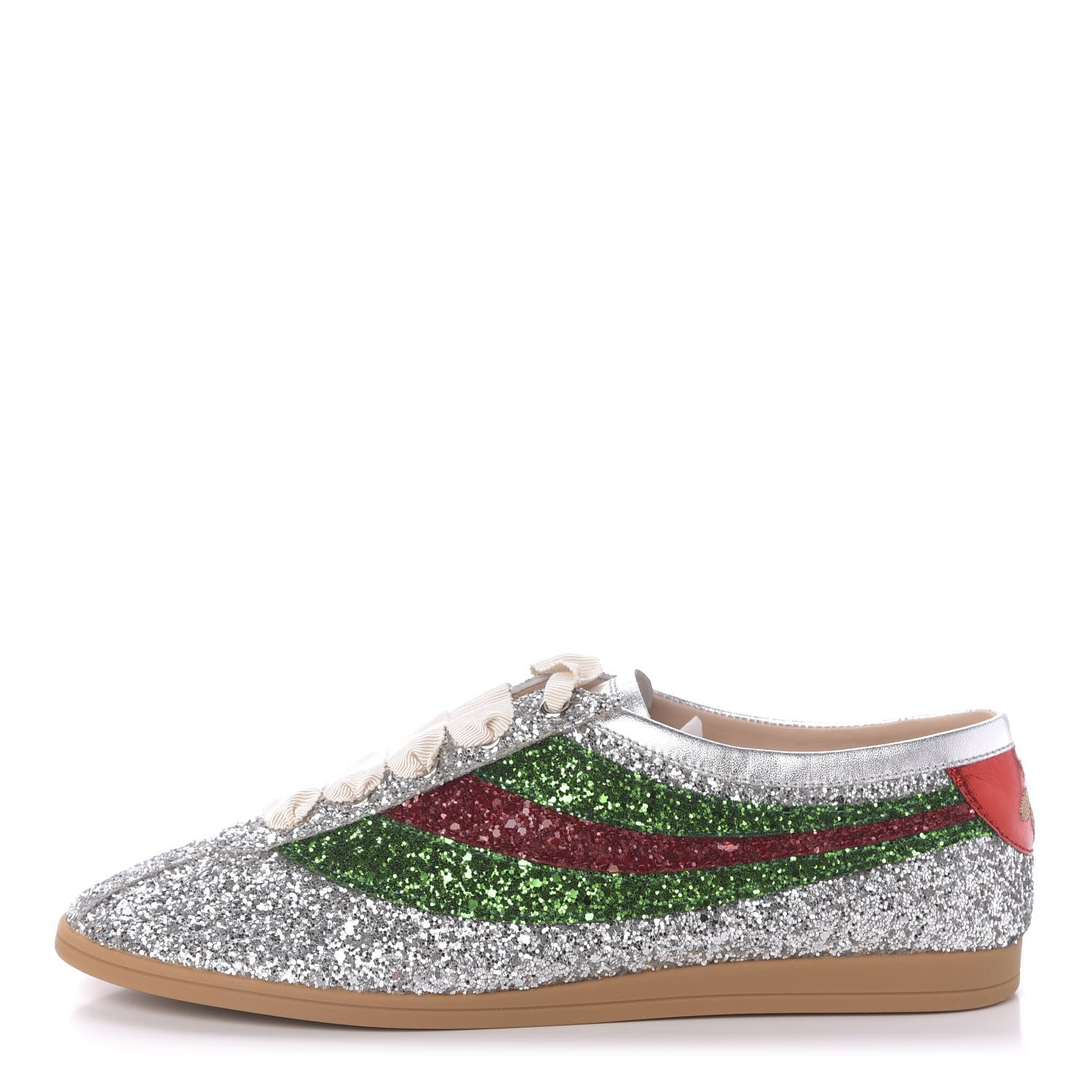 Gucci Glitter Fabric Web Mens Falacer Sneakers 8 Silver 1 of 11
