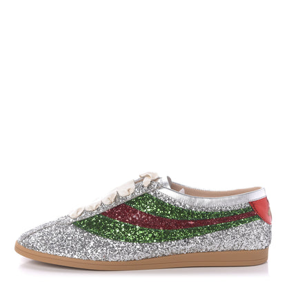 Gucci Glitter Fabric Web Mens Falacer Sneakers 8 Silver 1 of 11