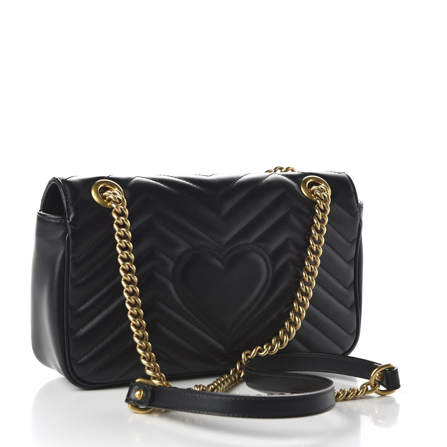 Calfskin Matelasse Small GG Marmont Shoulder Bag Black