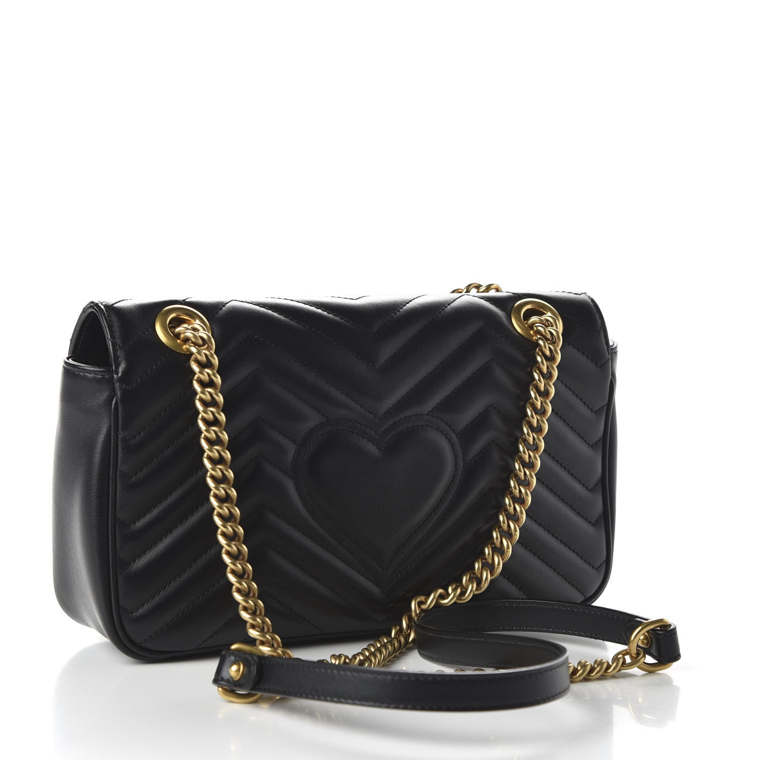 Gucci Calfskin Matelasse Small GG Marmont Shoulder Bag Black 3 of 11