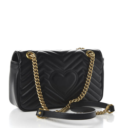 Gucci Calfskin Matelasse Small GG Marmont Shoulder Bag Black 3 of 11