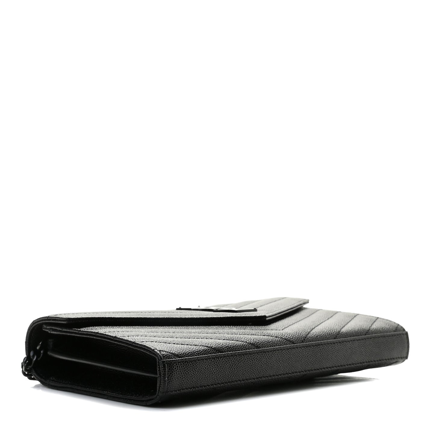 Grain De Poudre Matelasse Chevron Monogram Chain Wallet Black
