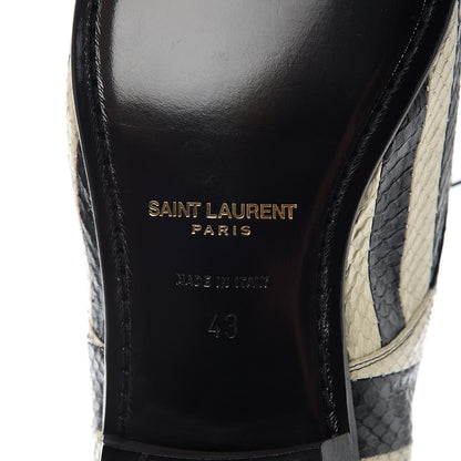 Saint Laurent Elaphe Snakeskin Striped Mens Jonas Derbies 43 Black White 7 of 9