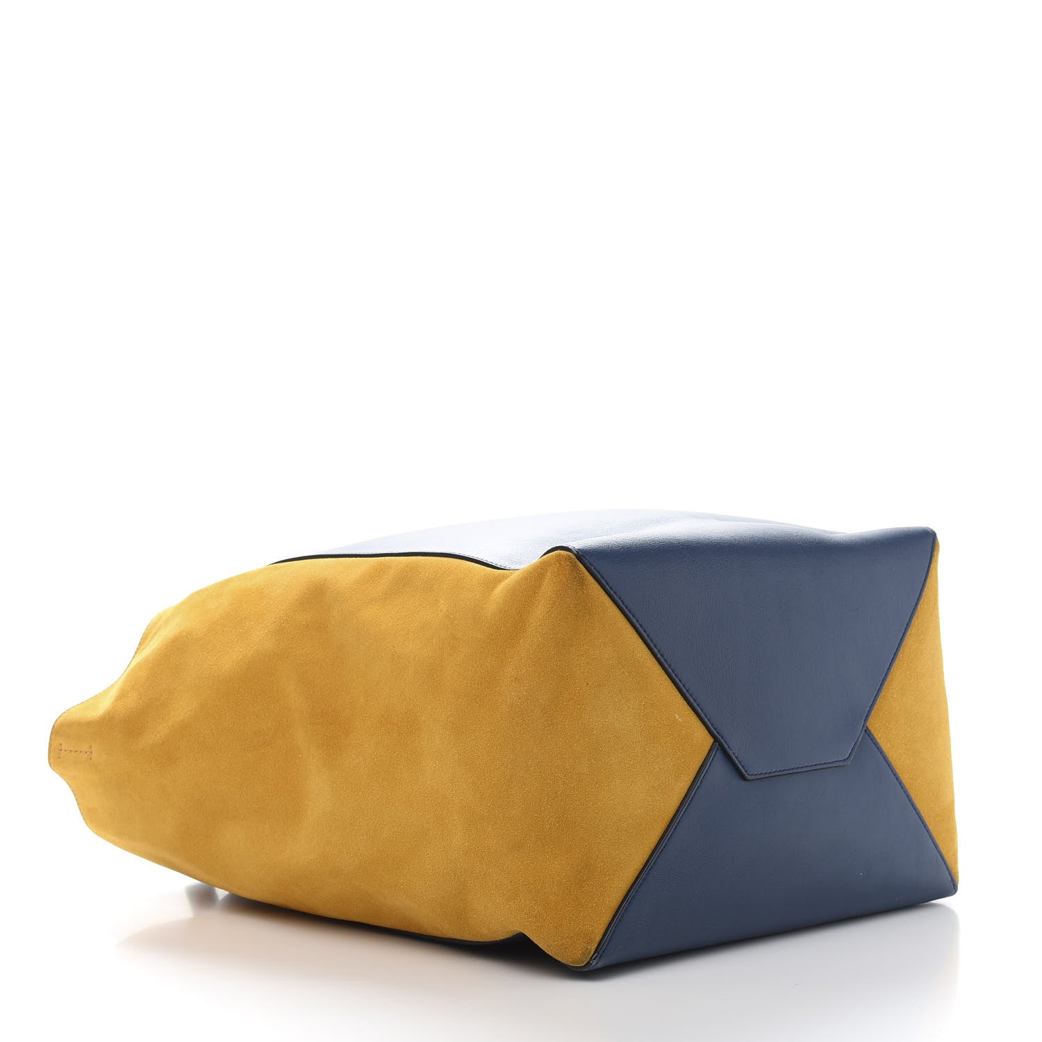 Celine Calfskin Suede Medium Phantom Luggage Cabas Yellow Blue 4 of 15
