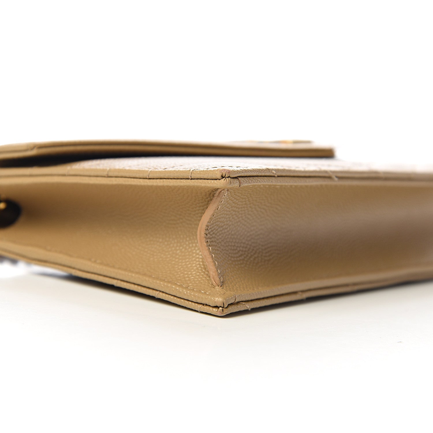Saint Laurent Grain De Poudre Matelasse Chevron Monogram Envelope Chain Wallet Nude Powder 7 of 10