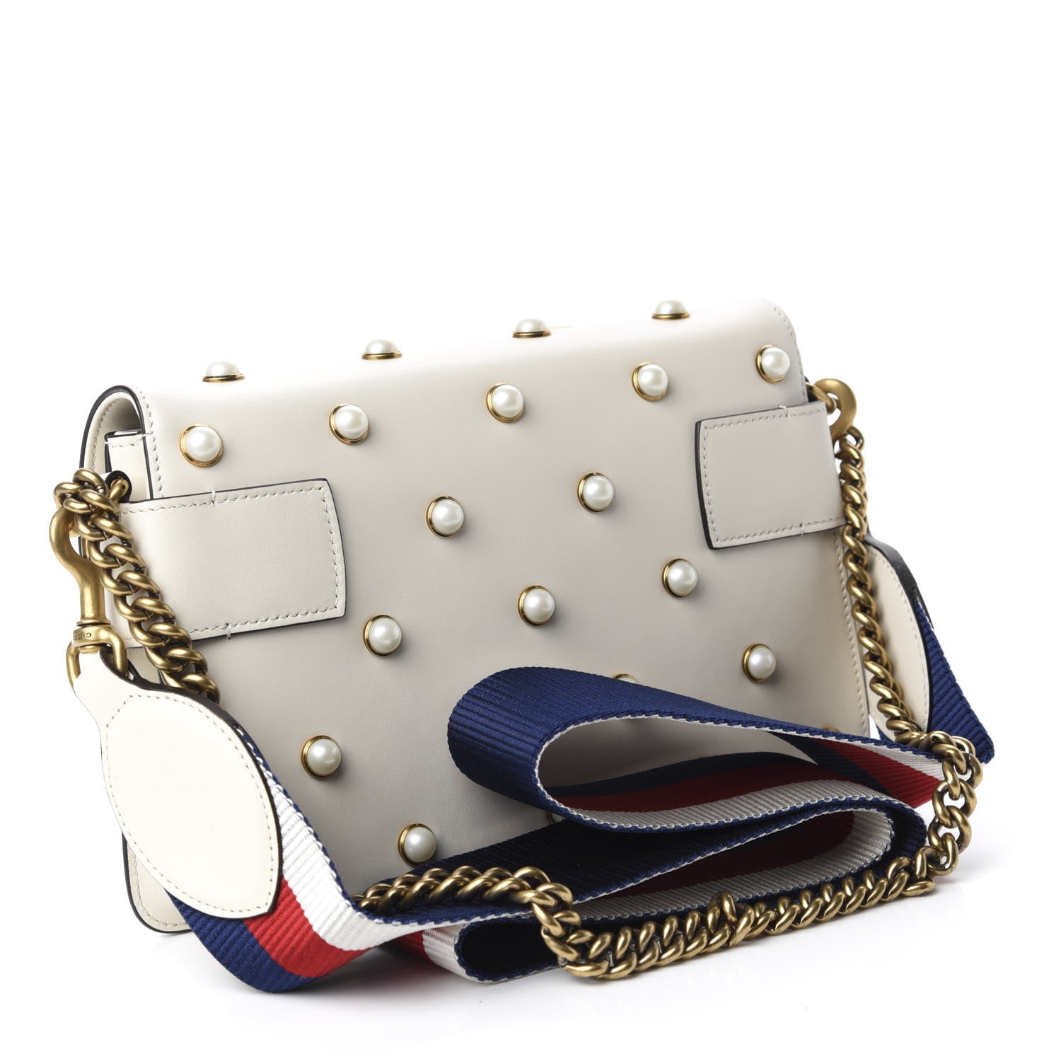 Gucci Nappa Pearl Studded Mini Queen Margaret Broadway Shoulder Bag Mystic White 3 of 11