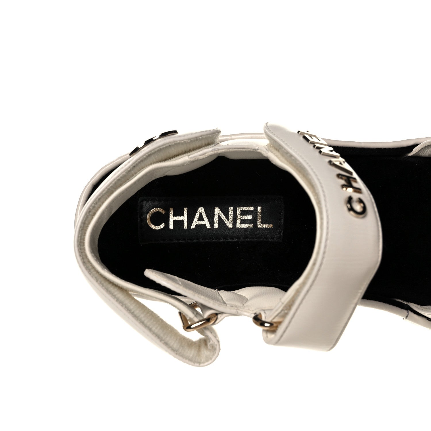 Chanel Shiny Calfskin Logo Platform Sandals 38 Ivory 8 of 10