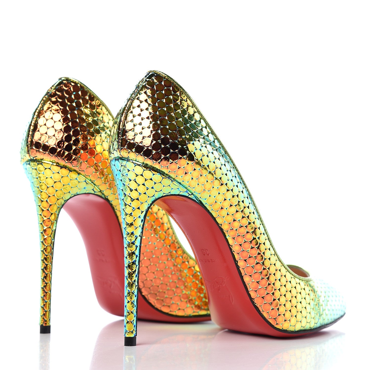 Christian Louboutin Specchio Ruche Pigalle Follies 100 Pumps 38 Taiga 4 of 8