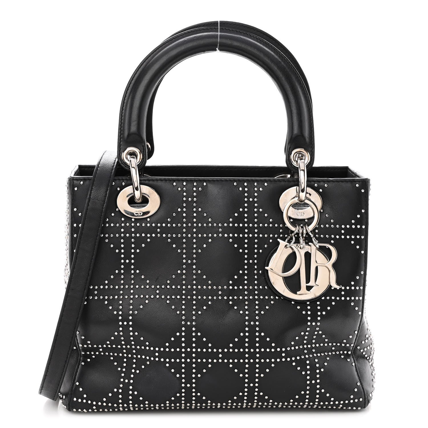 Christian Dior Lambskin Studded Cannage Medium Lady Dior Black 1 of 11