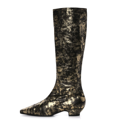 Chanel Laminated Goatskin High Boots 39.5 Gold 1 of 8