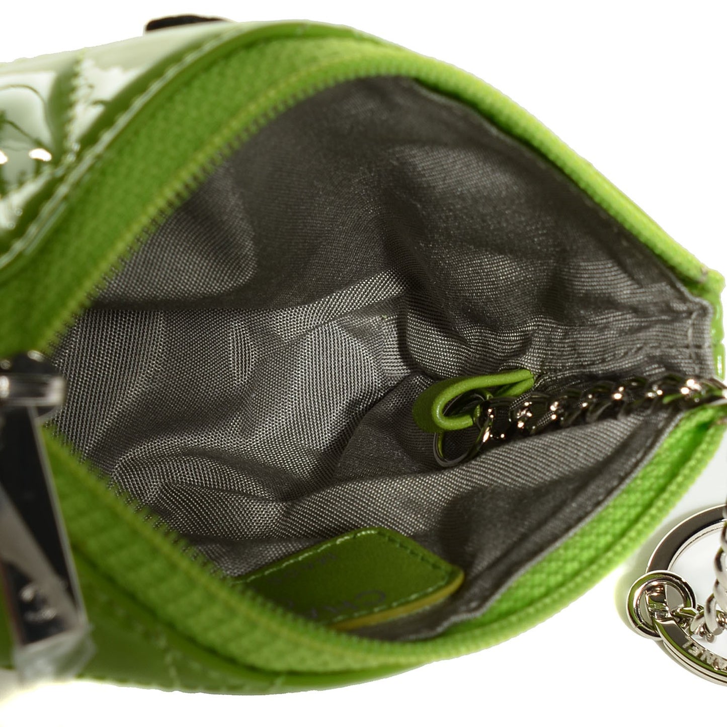 Patent Quilted Brilliant Key Holder Case Light Green