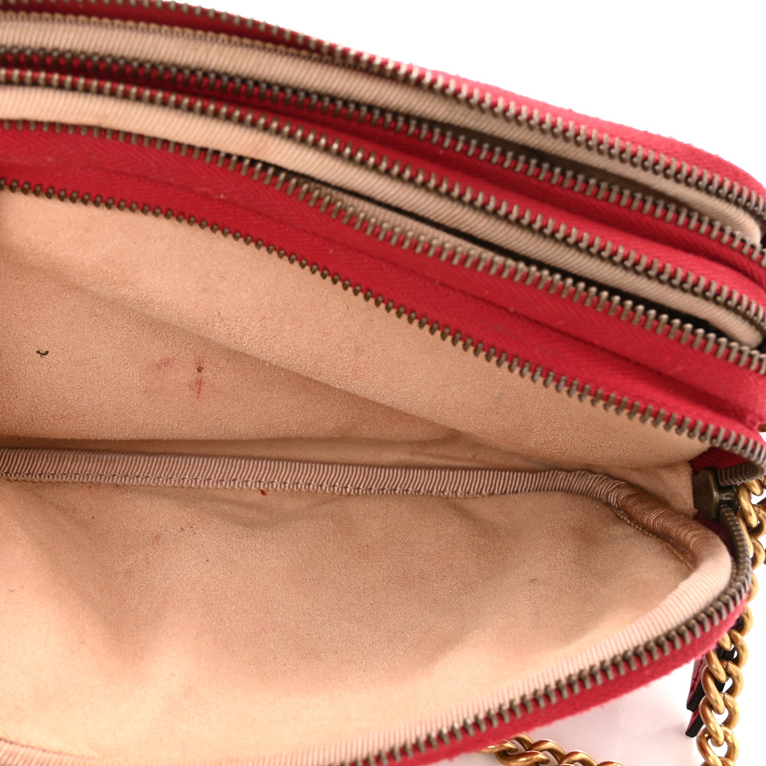 Gucci Calfskin Matelasse Mini GG Marmont Chain Crossbody Bag Hibiscus Red 6 of 12