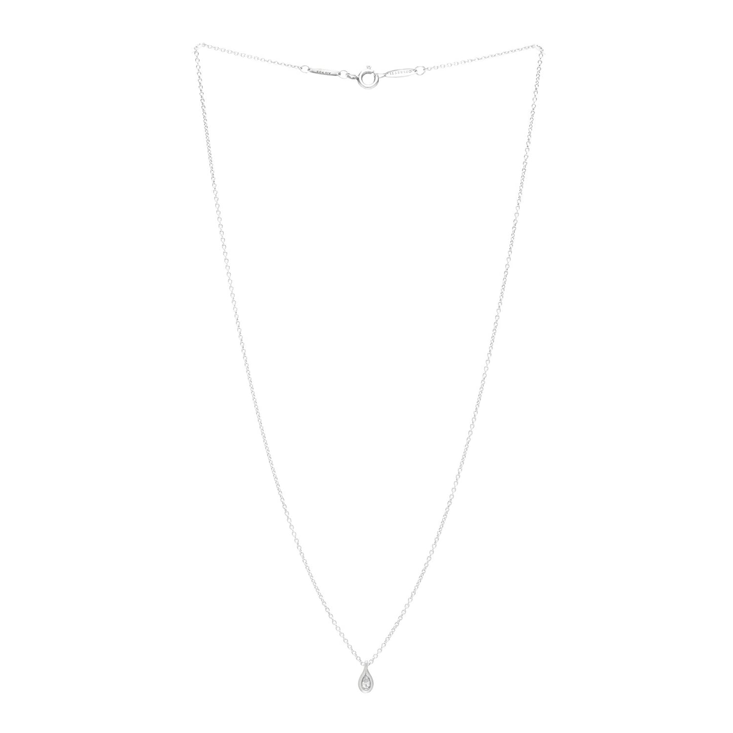 Sterling Silver Diamond .07ct Elsa Peretti Pear Shape Diamonds by the Yard Pear-Shaped Pendant Necklace