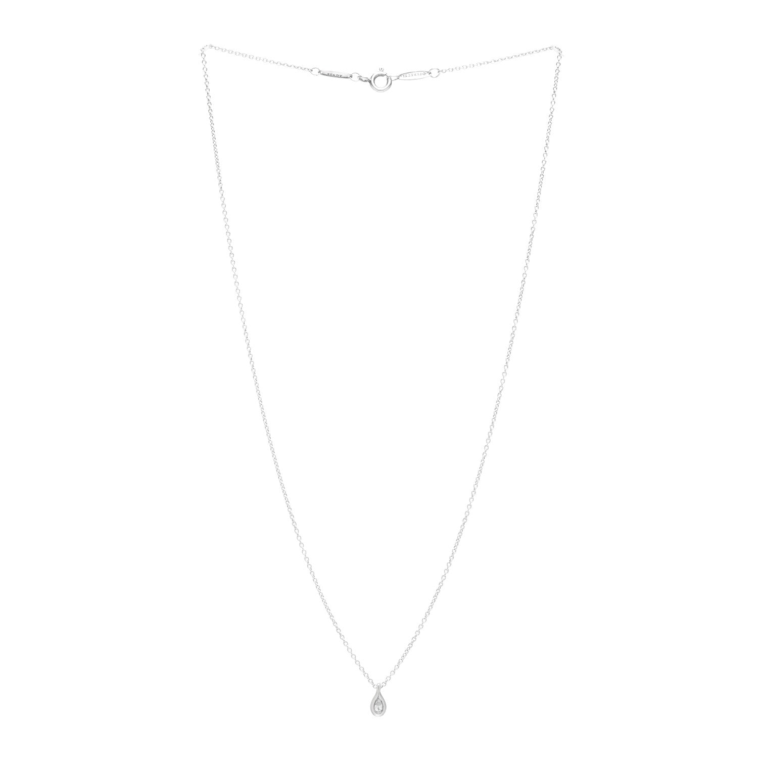 Tiffany Sterling Silver Diamond .07ct Elsa Peretti Pear Shape Diamonds by the Yard Pear-Shaped Pendant Necklace 3 of 4