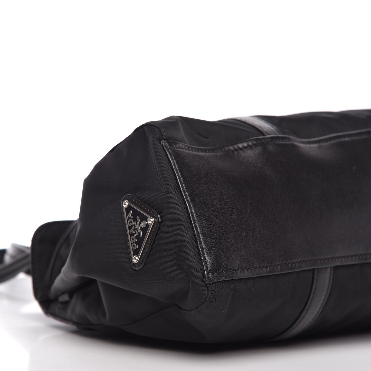 Tessuto Nylon Nappa Foldover Pushlock Satchel Black