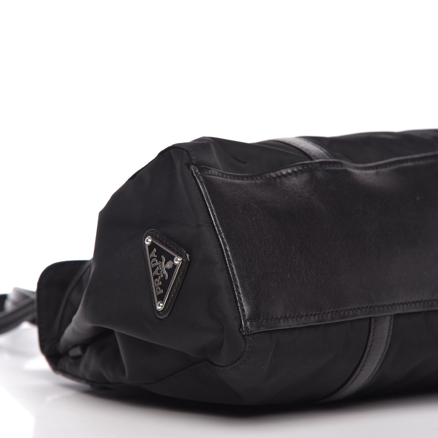 Prada Tessuto Nylon Nappa Foldover Pushlock Satchel Black 6 of 10