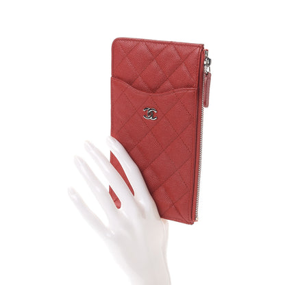 Chanel Caviar Quilted Flat Wallet Pouch Red 2 of 8