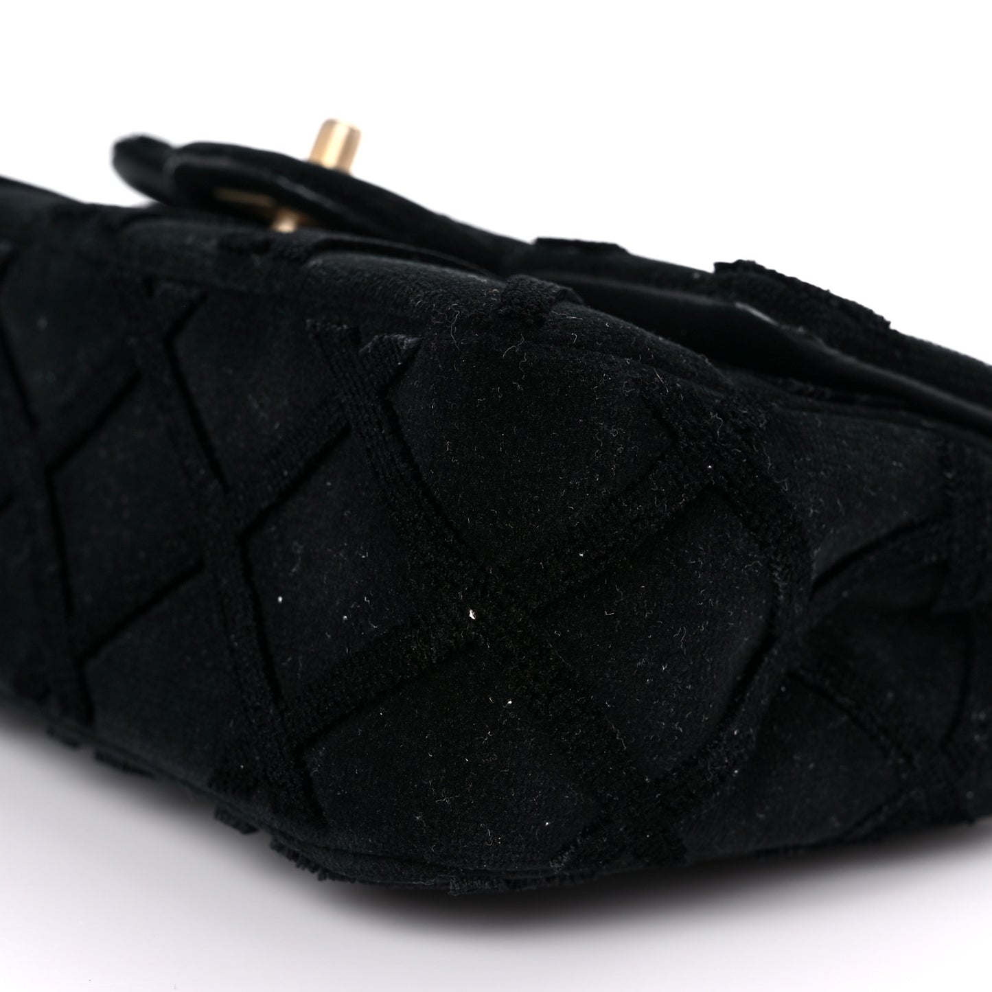 Velvet Quilted Mini Rectangular Flap Black