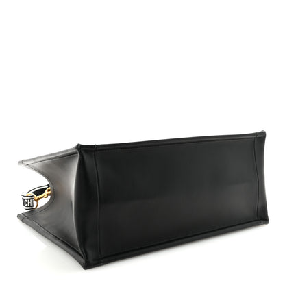 Christian Dior Calfskin Canvas Medium Plan De Paris Book Tote With Strap Black White 4 of 9