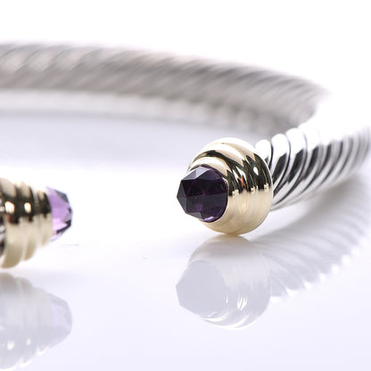 David Yurman Sterling Silver 14K Yellow Gold Amethyst 5mm Cable Classics Petite Color Bracelet 5 of 5