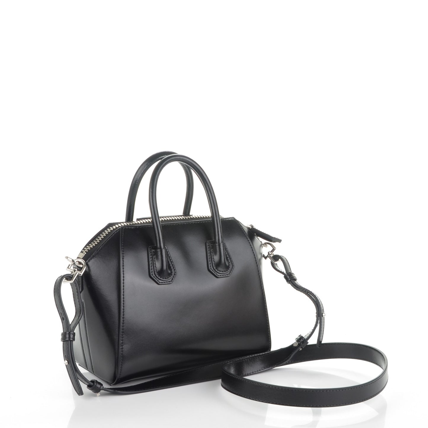 Shiny Lord Calfskin Mini Antigona Black