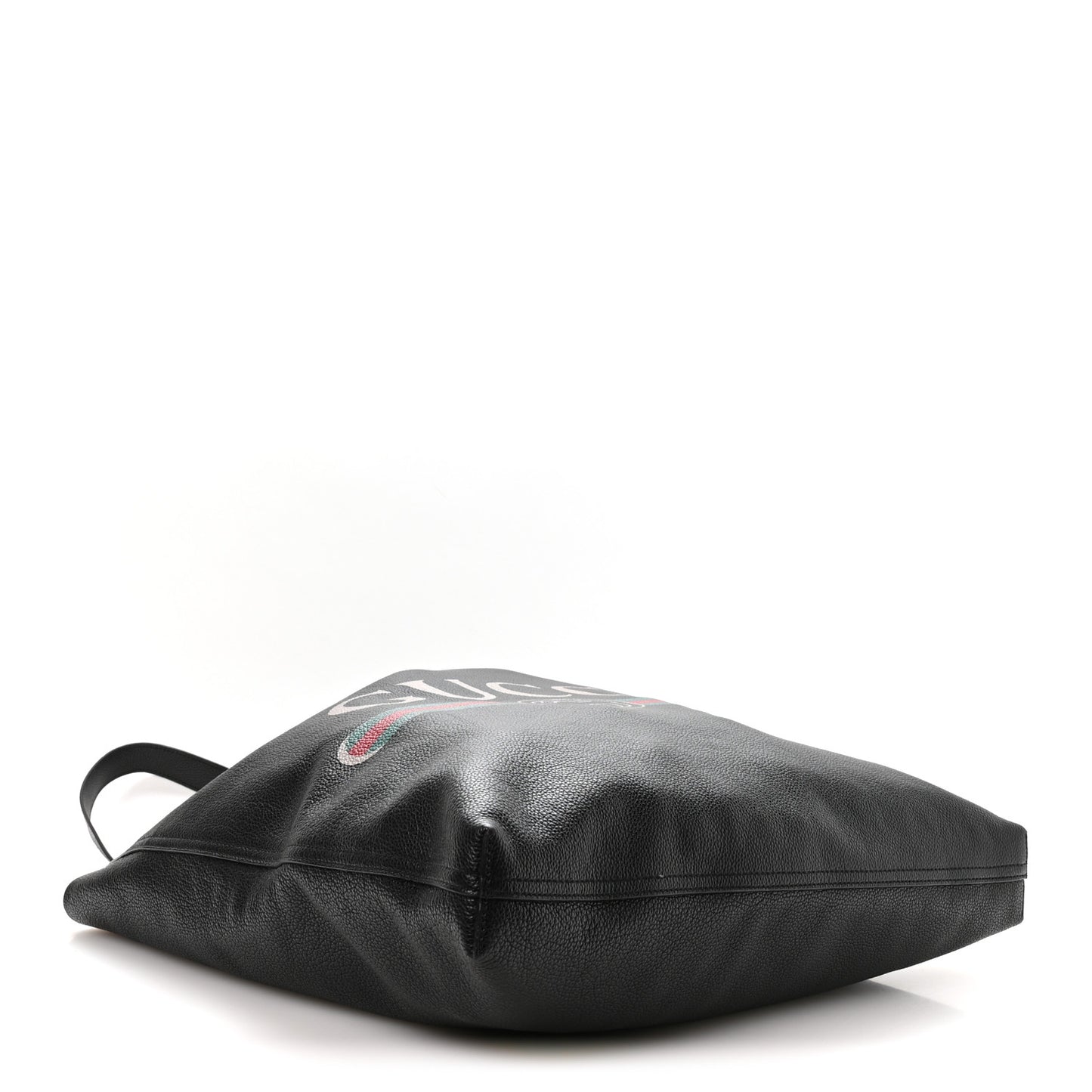 Calfskin Mens Logo Vertical Shopping Tote Black