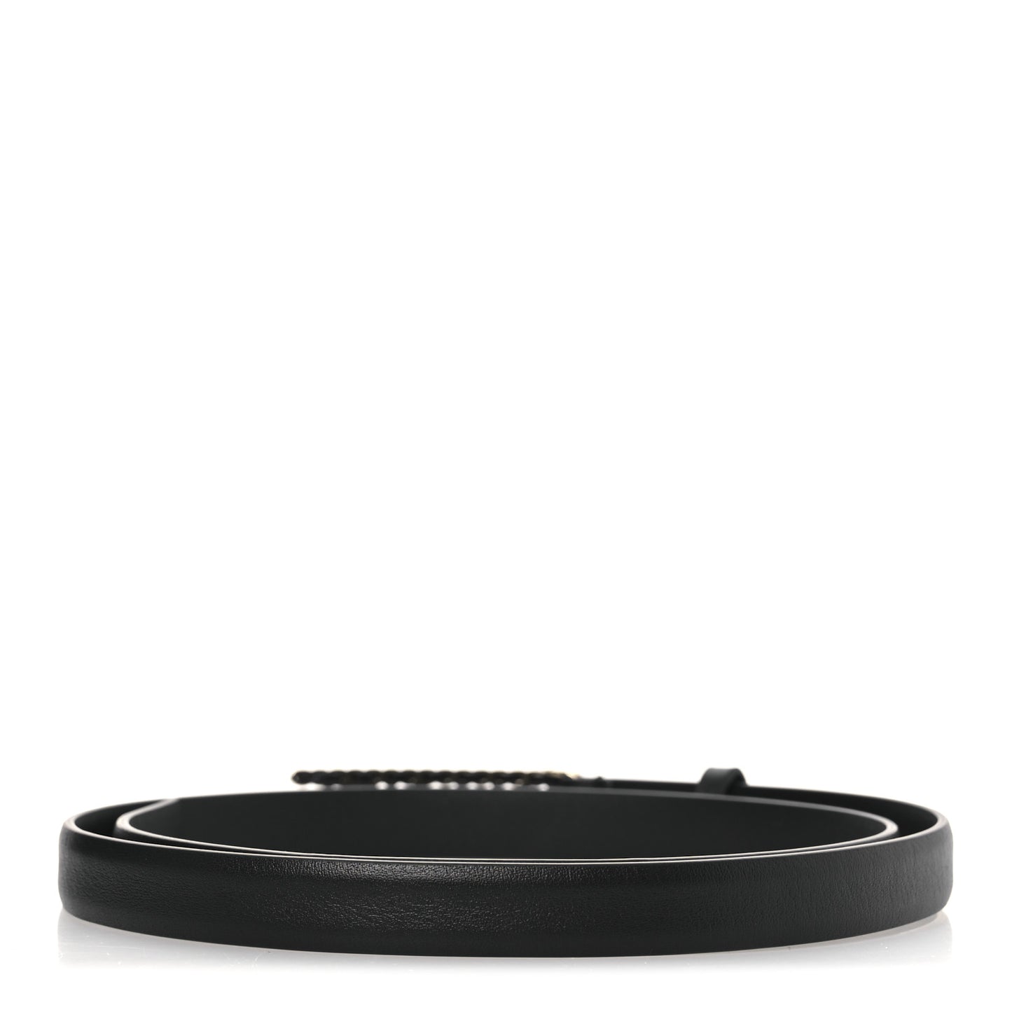 Calfskin Crystal Chain Logo Belt 75 30 Black