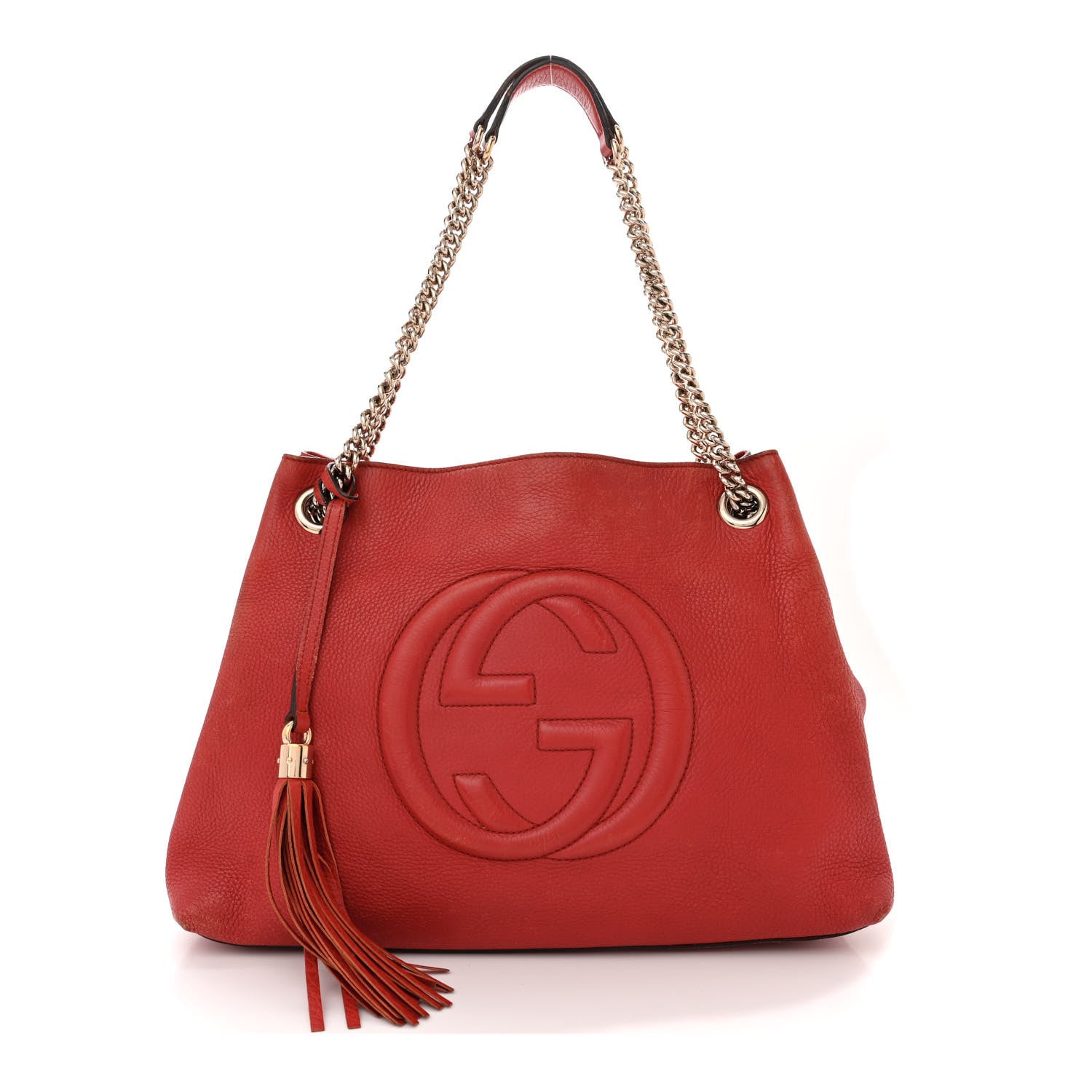 Gucci Pebbled Calfskin Medium Soho Chain Shoulder Bag Sun Orange 1 of 20