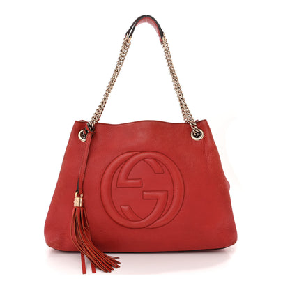 Gucci Pebbled Calfskin Medium Soho Chain Shoulder Bag Sun Orange 1 of 20
