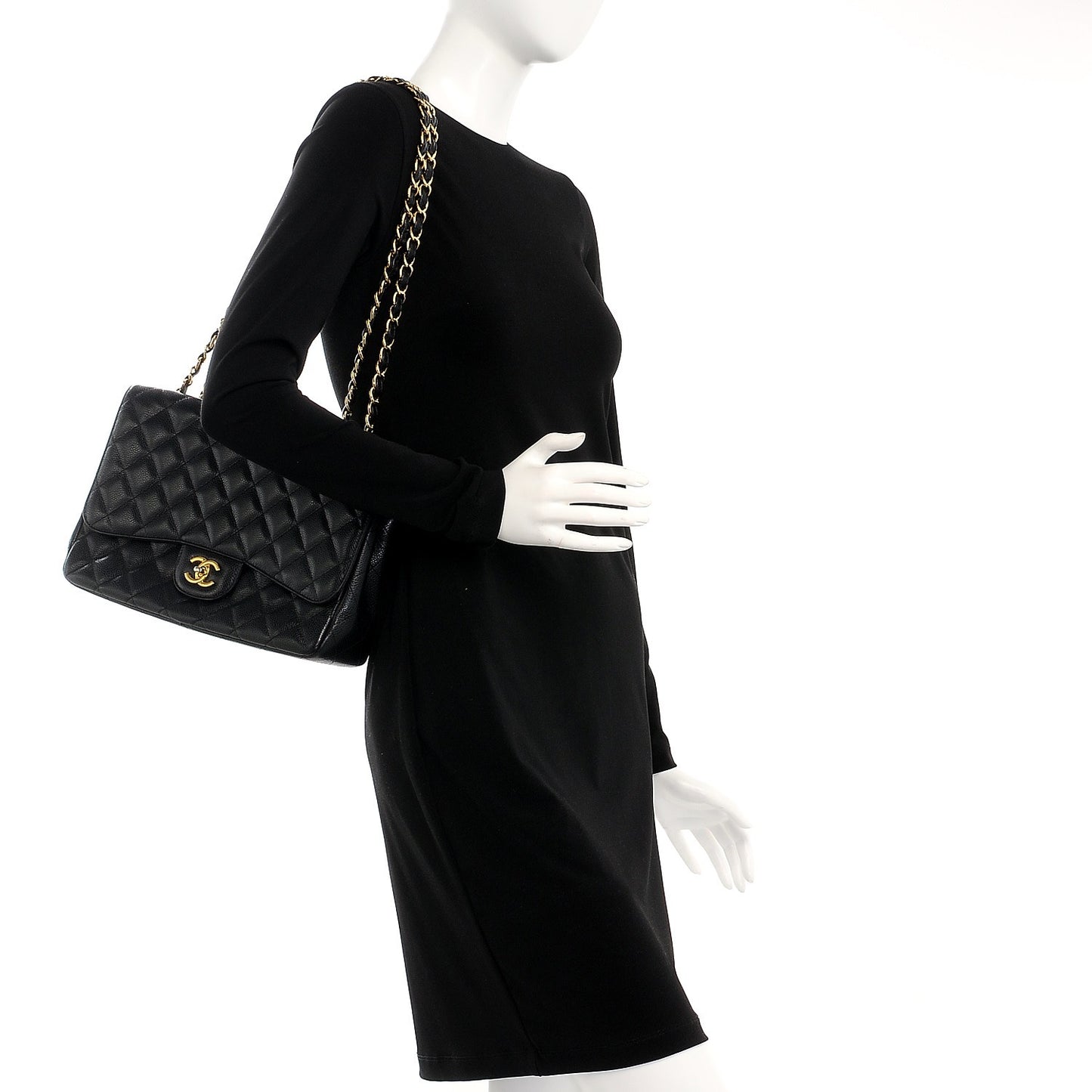 Caviar Quilted Jumbo Single Flap Black