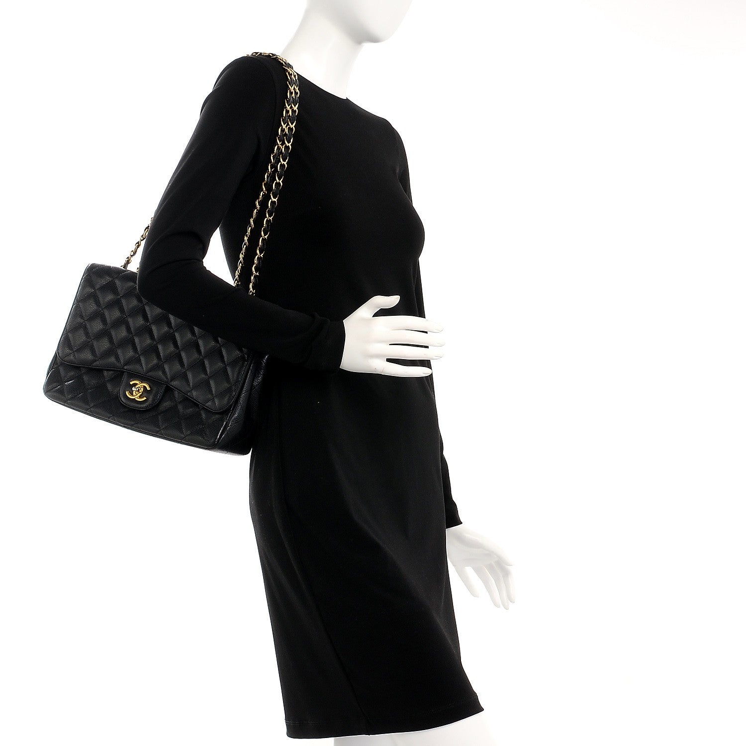 Chanel Caviar Quilted Jumbo Single Flap Black 2 of 14