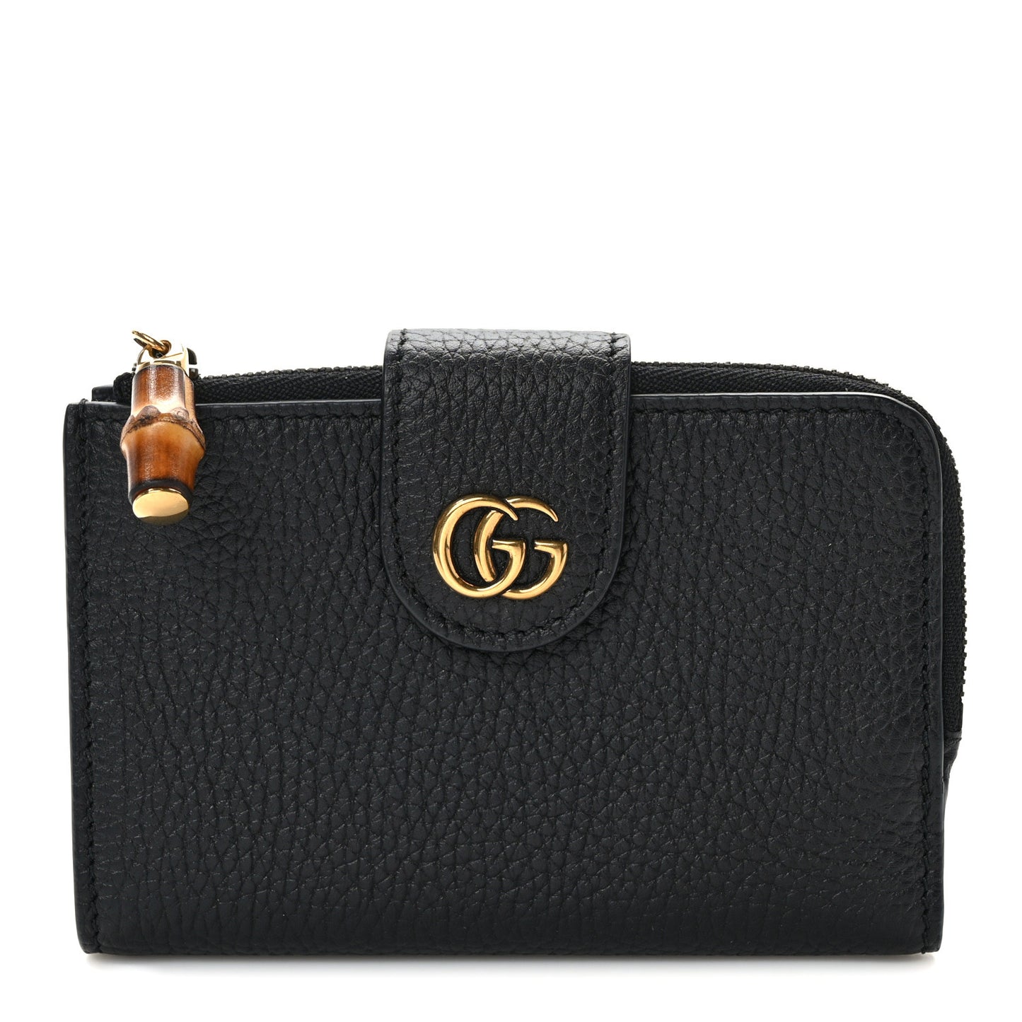 Dollar Calfskin Bamboo Double G Wallet Black