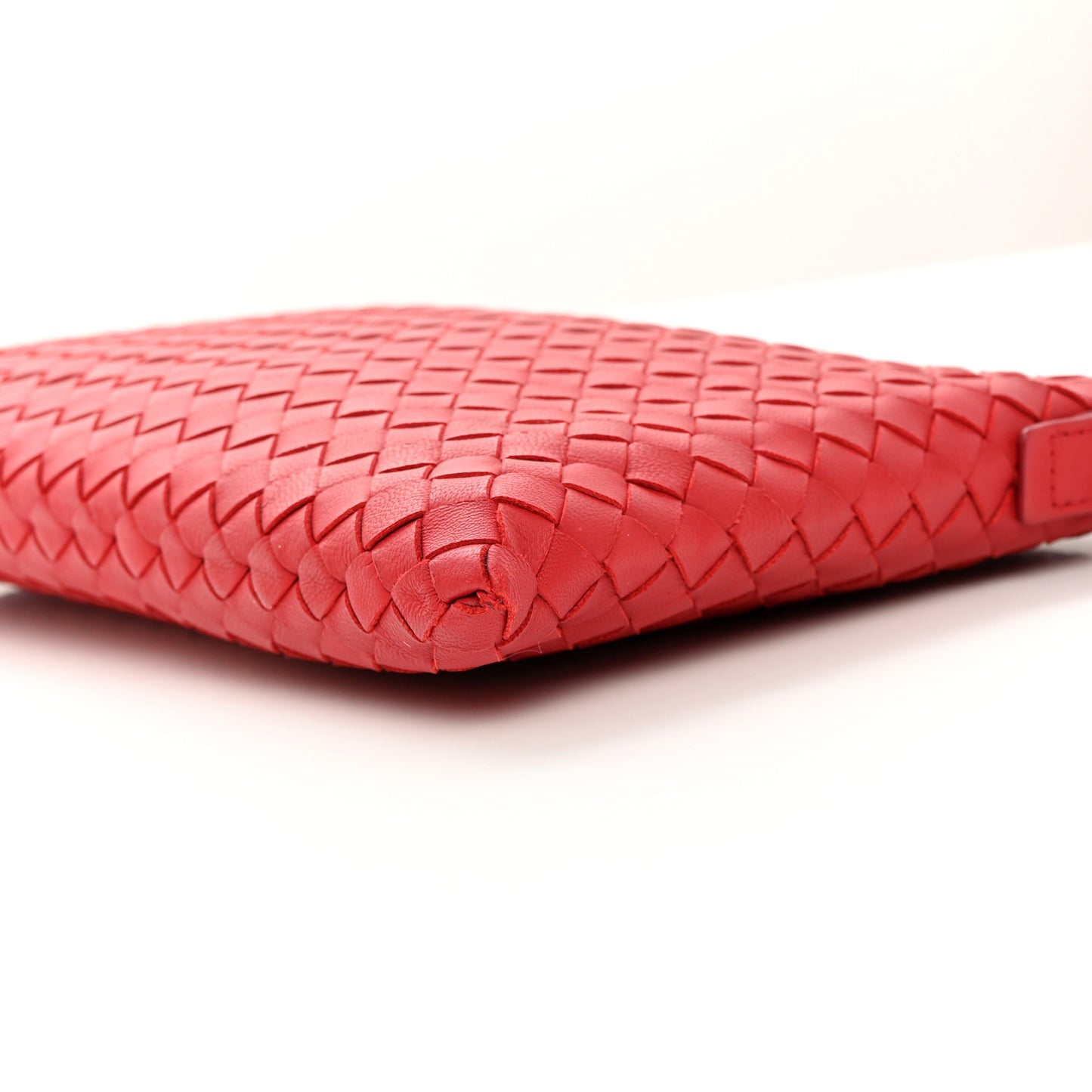 Nappa Intrecciato Biletto Chain Crossbody Red