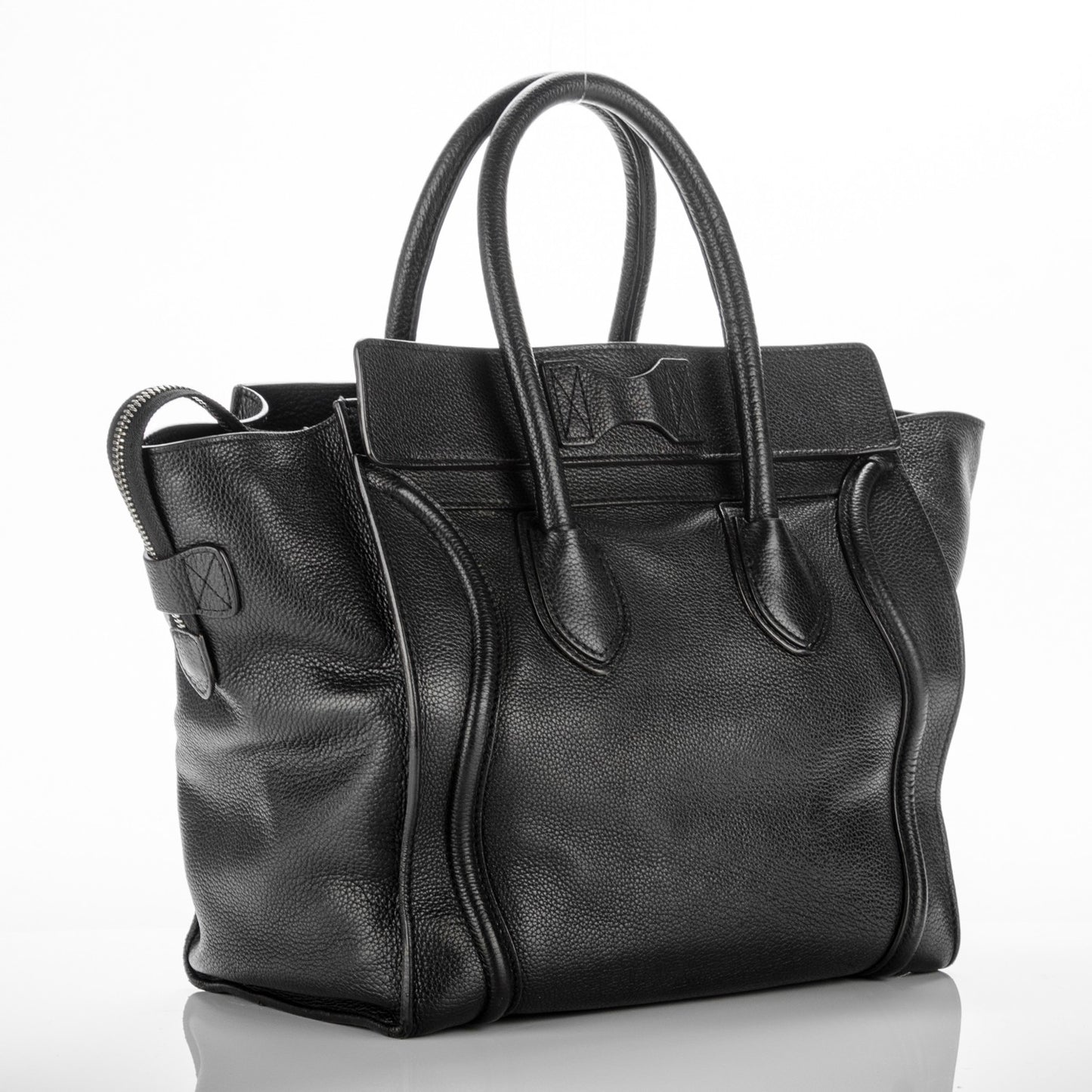 Drummed Calfskin Mini Luggage Black