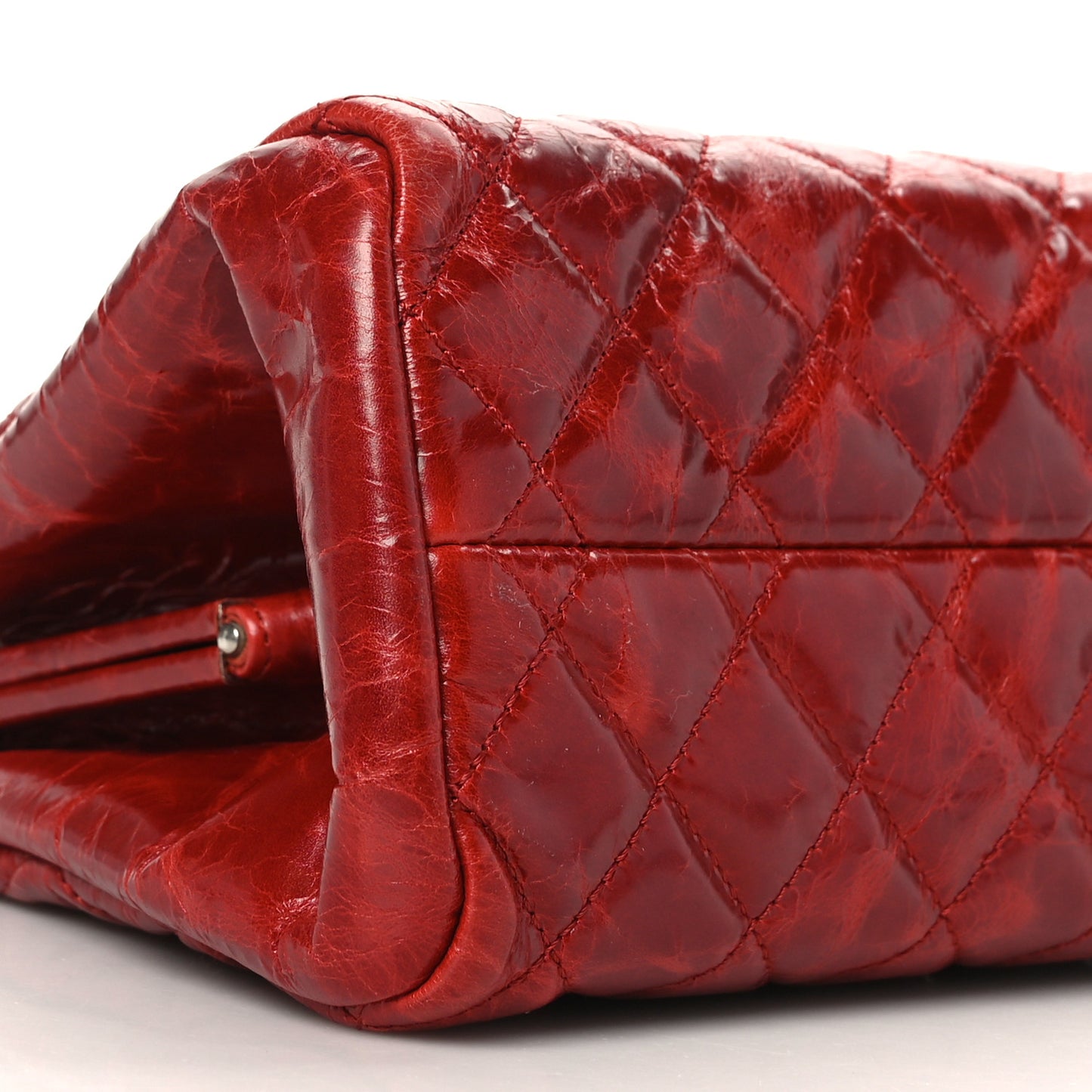 Glazed Calfskin Quilted Medium Just Mademoiselle Red
